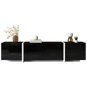 MERAX Meuble tv noir 170 cm panneau de particules meuble tv noir pas cher