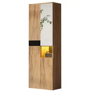 MERAX Buffet 3 porte(s) 0 tiroir(s) - 65 cm naturel+noir panneau de pa... pas cher