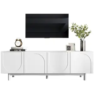 MERAX Meuble tv blanc 175 cm panneau de particules meuble tv blanc pas cher