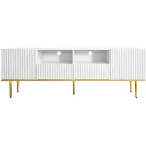 MERAX Meuble tv blanc 165 cm panneau de particules meuble tv blanc pas cher