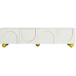MERAX Meuble tv blanc 170 cm panneau de particules meuble tv blanc pas cher