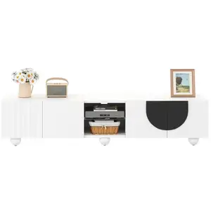 MERAX Meuble tv blanc+noir 180 cm mdf meuble tv bicolore pas cher