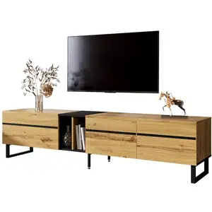 MERAX Meuble tv naturel 180 cm panneau de particules meuble tv naturel pas cher