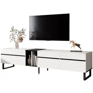 MERAX Meuble tv blanc 180 cm panneau de particules meuble tv blanc pas cher