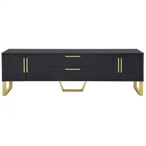 MERAX Meuble tv noir 170 cm mdf meuble tv noir pas cher