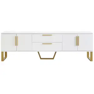 MERAX Meuble tv blanc 170 cm mdf meuble tv blanc pas cher