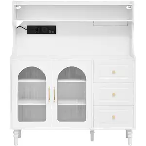 MERAX Buffet de cuisine 2 portes 3 tiroirs - 120 cm blanc mdf buffet d... pas cher