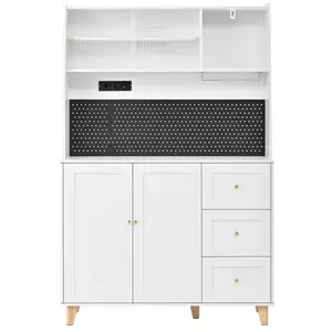 MERAX Buffet de cuisine 4 portes 3 tiroirs - 120 cm blanc mdf buffet d... pas cher