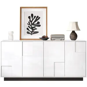 MERAX Buffet 4 porte(s) 0 tiroir(s) - 160 cm blanc panneau de particul... pas cher