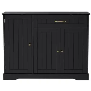 MERAX Buffet de cuisine 3 portes 1 tiroir - 107 cm noir mdf buffet de cuisine noir pas cher