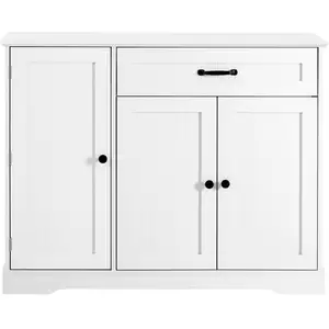 MERAX Buffet de cuisine 3 portes 1 tiroir - 107 cm blanc mdf buffet de... pas cher