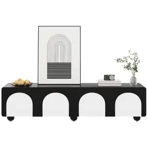 MERAX Meuble tv noir+blanc 180 cm mdf meuble tv bicolore pas cher