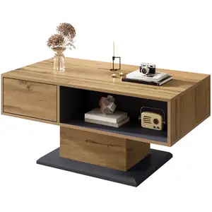 MERAX Table basse rectangulaire naturel - 50x100 cm panneau de particules table basse naturel pas cher