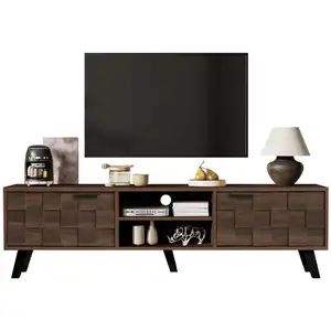 MERAX Meuble tv bois foncé 160,5 cm panneau de particules meuble tv bo... pas cher