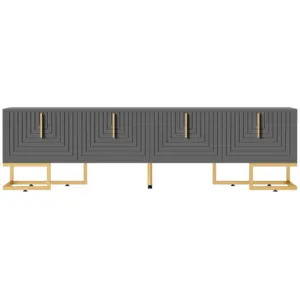 MERAX Meuble tv gris 170 cm panneau de particules meuble tv gris pas cher