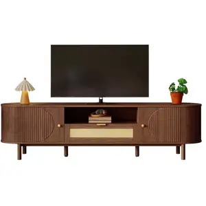 MERAX Meuble tv naturel 175 cm mdf meuble tv naturel pas cher