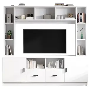 MERAX Meuble tv blanc 180 cm panneau de particules meuble tv blanc pas cher