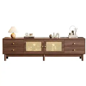 MERAX Meuble tv marron 180 cm panneau de particules meuble tv marron pas cher