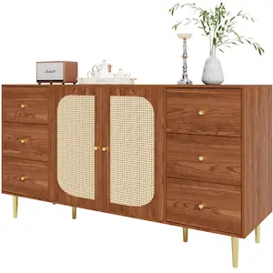 MERAX Buffet 2 porte(s) 6 tiroir(s) - 160 cm naturel mdf buffet naturel pas cher