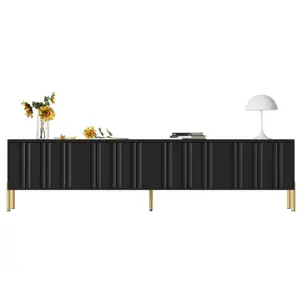 MERAX Meuble tv noir 190 cm mdf meuble tv noir pas cher