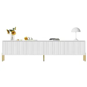 MERAX Meuble tv blanc 190 cm mdf meuble tv blanc pas cher
