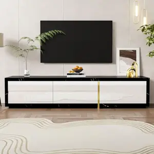 MODERNLUXE Meuble TV à longueur réglable (140-260 cm) - 3 portes abatt... pas cher