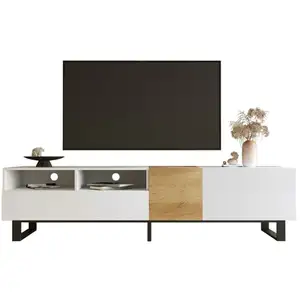 MERAX Meuble tv blanc 180 cm mdf meuble tv blanc pas cher