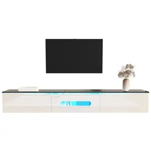 MERAX Meuble tv noir 180 cm led mdf meuble tv noir pas cher