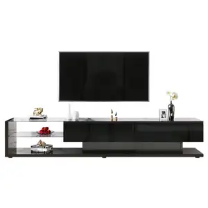MERAX Meuble tv avec 2 tiroirs et 2 niches noir pas cher