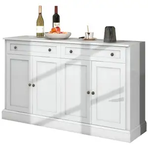 MERAX Buffet avec 2 tiroirs + 4 portes en blanc - meuble de rangement pas cher