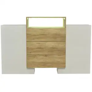 MERAX Buffet bas blanc avec lumière led,2 portes et 3 tiroirs- meuble de rangement buffet blanc pas cher