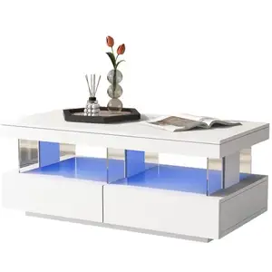 MERAX Table basse blanc 100*60*49.5cm pas cher