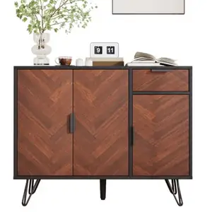 MERAX Buffet 3 porte(s) 1 tiroir(s) - 90 cm noir mdf buffet noir pas cher