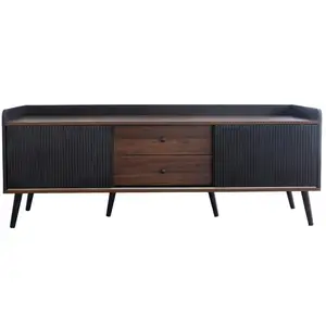 MERAX Meuble tv noir 160 cm panneau de particules meuble tv noir pas cher