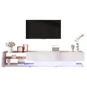 MERAX Meuble tv avec 2 tiroirs et 2 niches en blanc pas cher