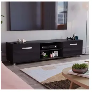 Cosmo Meuble TV Moderne Haut Brillant 2 Portes Meuble H 38 x L 160 x P 40 cm, Noir pas cher