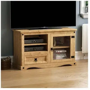 Corona Meuble TV en Pin Massif Meuble de Rangement H 51 x L 100,1 x P 40 cm pas cher