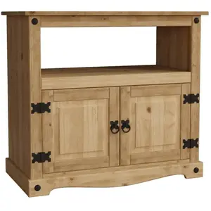 Corona Meuble TV Droit en Pin Massif 2 Portes Meuble de Rangement H 70... pas cher