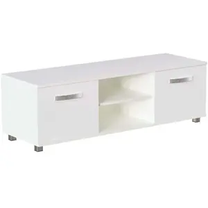 Cosmo Meuble TV Moderne Haut Brillant 2 Portes Meuble H 38 x L 120 x P 40 cm, Blanc pas cher