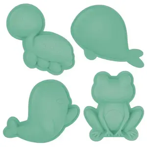 Scrunch Set de 4 moules de plage en siliconVendu parnature-et-decouvertes