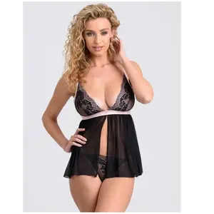 Lovehoney Lingerie Nuisette babydoll Lustrous Lace noir