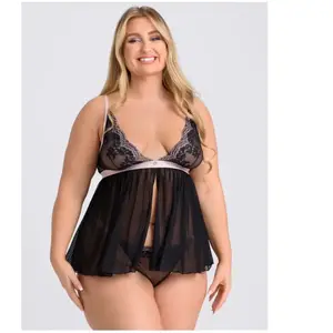 Lovehoney Lingerie Nuisette babydoll Lustrous Lace noir GT