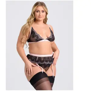 Lovehoney Lingerie Ensemble 3 pièces Lustrous Lace noir GT
