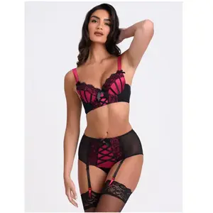 Lovehoney Lingerie Ensemble 2 pièces ouvert Boudoir Belle fuchsia