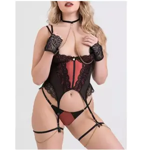 Lovehoney Lingerie Guêpière Dark Paradise rouge & noir