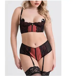 Lovehoney Lingerie Ensemble 2 pièces ouvert Dark Paradise rouge & noir M