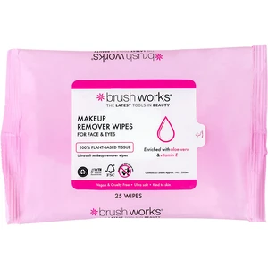 BRUSHWORKS Lingettes démaquillantes - Aloe vera & vitamine E - Tous types de peaux - 25 unités pas cher
