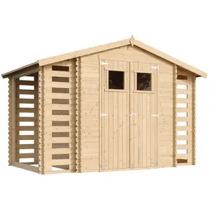 TIMBELA Abri de jardin en bois avec à bûches / rangement 5,47 m² - Cab...