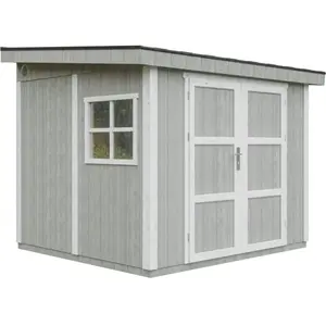 TIMBELA Abri de jardin qualité premium 5,9 m² - h231x248x294 cm - gris pas cher