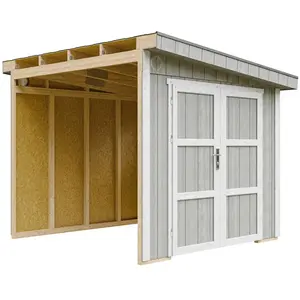 Abri de Jardin Qualité Premium 5,9 m² - H231x248x294 cm - Sans plancher e  paroi latérale - Timbela M938B-TUNDRA GREY pas cher